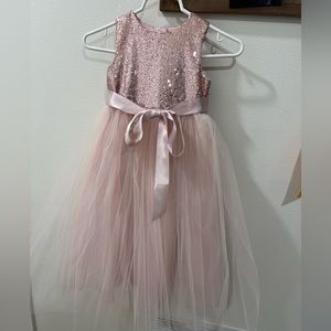 Girls Rose Gold Flower girls dress with heart cut out on back